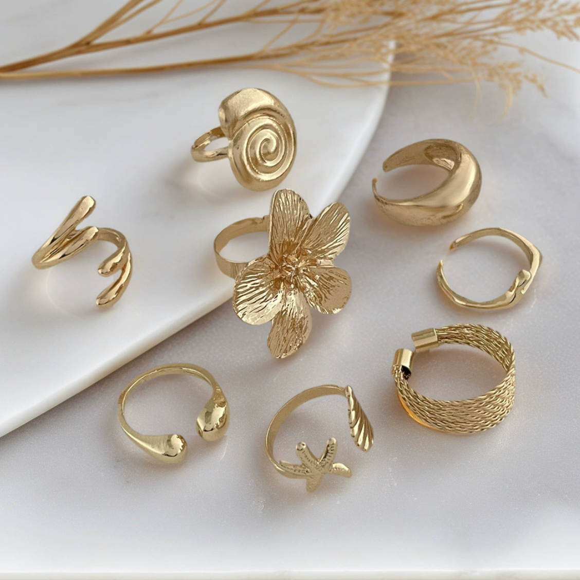 Aurora Gold Ring Set